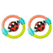 2PK Sassy Baby Spin & Chew Ring Rattle Baby Teething Interactve Fun Play Toy 3m+