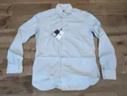 $565 Mens ISAIA Cotton Check Long Sleeve Button Up Shirt Light Blue 39 US Medium