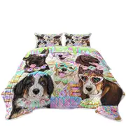 Funny Dog Colorful Doggies and Donuts Coverlet