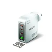 Microdia SmartCube Nano 100W 4 Port GaN Wall Charger Power Adapter Plug WHT