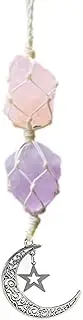 WULILONG Rose Quartz Amethyst Pendant Crystal Car Hanging Ornament Hanging Car Charm Healing Crystal Accessories Crystal Stones Reiki for Meditation Protection (RoseCrystal+Amethyst)