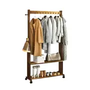 Vibe Geeks Entryway Hallway Clothes Rail Rack 2 Layer Shoe Shelves with Wheels
