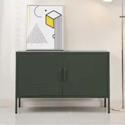 Metal Locker Style Buffet Sideboard Storage Cabinet - Green