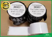 50 File Folder Labels White Compatible w/ Dymo Printers 30327 130 Labels/ Roll