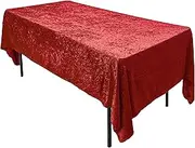 Lush Panne Velvet Tablecloth - 60 x 102 Inch Rectangular Table Cover | Great for Buffet Table, Parties, Holiday Dinner, Wedding & Baby Shower - Red