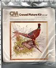 "Pheasant Family" ©1977 Columbia-Minerva CM Crewel Picture Kit # 7923 SEALED