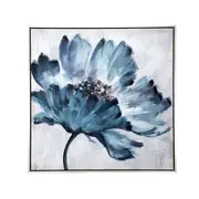 Blue Floral Embellished & Handpainted Canvas Wall Art