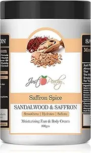 Just Peachy Face & Body Cream | Non Sticky, Quick Absorbing Body Butter | For All Skin Types | 100% Vegan (Sandalwood Saffron, 800 g)
