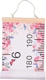 PERSELOSO 1Pc Rose Flower Canvas Height Measurement Ruler Growth Chart for Home Decoration Adorable Wall Art for Growth Tracker