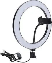 LED Ring Lamp Stepless Dimming,Three Colors Arc Fill Light 26cm 26W for YouTube Video Selfie Wireless Remote Compatible with Smartphone