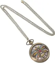 [LALADEFIEE] Antique Pocket Watch Necklace for Men Retro Pendant Metal Chain for Parties