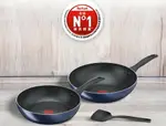 TEFAL 特福 極巧系列不沾鍋3件組(28CM炒鍋+26CM深平底鍋+鍋鏟)