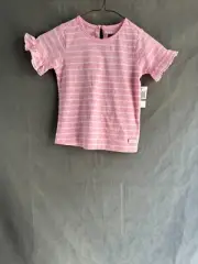 7 For All Mankind Girls Pink Wite Ruffle Short Sleeves Size 3T