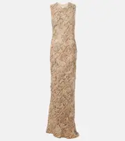 [Dries Van Noten] Dries Van Noten Sequined snake-effect gown AU 14 brown