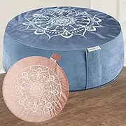 Hihealer Meditation Cushion - Large Velvet Zafu Floor Pillow for Adults and Women - Comfortable Yoga Pillow with Traditional Tibetan Buckwheat Filling for Meditation and Relaxation