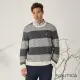 【NAUTICA】男裝 小波紋條紋長袖毛衣(藍)