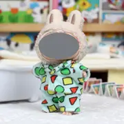 Labubu Baby Clothes 17cm Labubu Cloth Clothes Heartbeat Macaron Vinyl Face Doll Baby Clothes Replacement——style:Two piece set of Xiaoxin pajamas