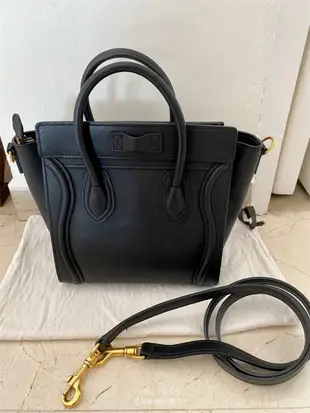 小甄二手Celine nano Luggage 微笑包 囧包 附斜背帶 黑色168243