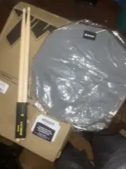 Drum Practice Pad 12 Inches, Silent Practice Drum Pad 2-Sided with Drum Sticks -