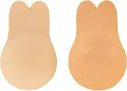 [Bye Bra] Fabric Pull-Up Bra, Adhesive Bra, Adhesive Pull-Up Bra, Breast Firming Pasties, Reusable Nipple Covers, Beige, M and XL