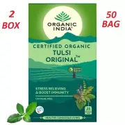 Tulsi Original Tea Organic India 2 Box 50 Bags Stress Relief Immunity Free Ship
