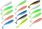 Abaodam 15pcs Fishing Lures Silicone T Shape Tail Baits Lifelike Fish Shape Simulation Lures for All Fishing Enthusiasts Random Colors Random Color