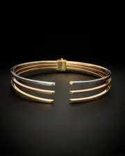 14K Italian Tri-Tone Gold Hinge Cuff Bracelet