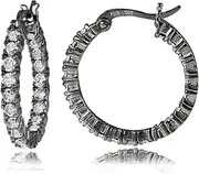 [Hoops & Loops] Sterling Silver Cubic Zirconia 3x20mm Round Hoop Earrings