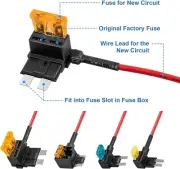 8 Pack 12V Car Add-a-Circuit Fuse Tap Standard Mini Micro2 and Low Profile Fuse