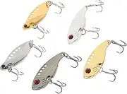 MUELODSIC 5Pcs Fishing Lure Reusable Salt Water Fake Bait Practical Blade Baits for Bass Lightweight and Portable Fishing Hooks for Freshwater and Saltwater Angling