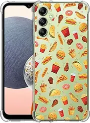 [GlamCase] Clear Case for Samsung Galaxy A14 5G / 4G - Orange Watercolor Pattern printed Durable Clear ShockProof Protective Back Phone Case/Cover for Samsung A14 5G / 4G