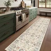 UZU 80x320cm Non-Slip Washable Runner Rug for Hallway Bedroom Vintage Boho Faux Cashmere Carpet Kitchen Rugs Indoor Long Durable Soft Floor Mat Low Pile Runners with Anti-Slip Backing Home Decor