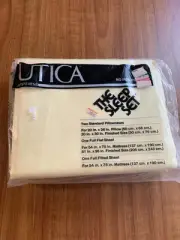 Vtg. Stevens Utica Yellow Full Fitted FLAT Sheet No-Iron Percale & Pillowcases