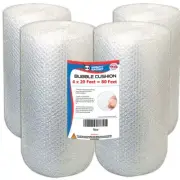 4 Pack Bubble Cushioning Wrap Rolls, Air Bubble, 12 Inch x 80 Feet Total