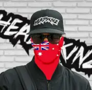 FACE MASK / HEADSKINZ - AUSSIE RED ENSIGN FLAG HEADSKINZ - (Motorbike, Fishing)