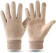 [FSCLJ] Winter Thermal Gloves, Touch Screen Anti-Slip Soft Warm Lining Knitted Gloves for Running Cycling Driving