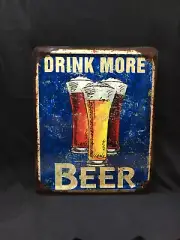 Drink more beer Tin Sign Metal Bar sign Pub metal sign Poster