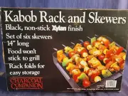 Charcoal Companion Kabob Rack & Six 14in. Skewers New in Box 1991