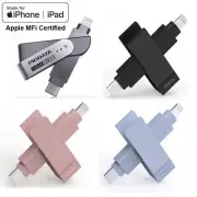 Apple MFi USB 3.0 Flash Drive Memory Storage Photo Stick for iPhone iPad Type C