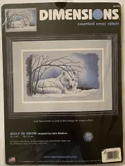 Dimensions Wolf In Snow Counted Cross Stitch Kit Lucie Bilodeau Winter Halfcross