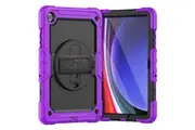 WASSUP Samsung Galaxy Tab A9+ Plus 11 inch 2023 Case With Screen Protector Hand Strap Stand & Shoulder Strap-Purple&Black