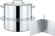 [Concord] Extra Large Outdoor Stainless Steel Stock Pot Steamer and Braiser Combo. Great for steaming oysters, crab, crawfish and more (40 QT)