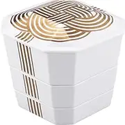 Yamaka Shoten YMK143-380 ODA Pottery x yamaka Nesting Small Storage 3-Tier Heavy Box Osechi Osechi Gosec Top Shelf Heavy Box (6.7 x 6.7 x H 6.3 inches (17 x 17 x 16 cm) for 3-4 People, with Storage