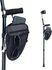 Forearm Crutch Bag Lightweight and Waterproof Forearm Crutch Accessories Storage Pouch with Triangle Shape, Universal Crutch Accessories Bag with Mesh Pocket to Organize Daily Essentials (Dark Grey)