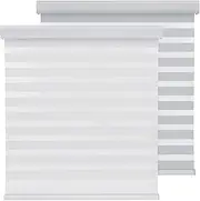 FEBORY Zebra Blinds - Cordless Roller Window Shades, Dual Layer Light Filtering Roller Shades, 23" W X 72" H, White, Easy Install Day Night Window Blinds for Home, Office, French Door