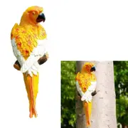 Catzon Parrot Statue Resin Bird Figurine for Patio Lawn Yard Wall Mounted Garden Decoration -Yellow