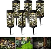 Jusisfone 6 Pack Solar Powered Decorative Black LED Garden Path Lights for Outside Front Yard, Garden, Yard; Automatic Halloween Christmas Decorations Landscape Lighting for Patio