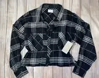 Womens Medium Black Plaid Cropped Shacket NWT Miss Posh Boutique
