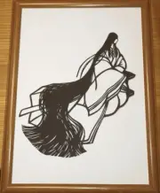 Handmade cutting-paper Old time Japanese lady