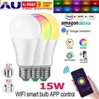E27 WiFi Smart LED Light Bulb RGBW Globe Color Lamp 15W For Alexa Google Home AU